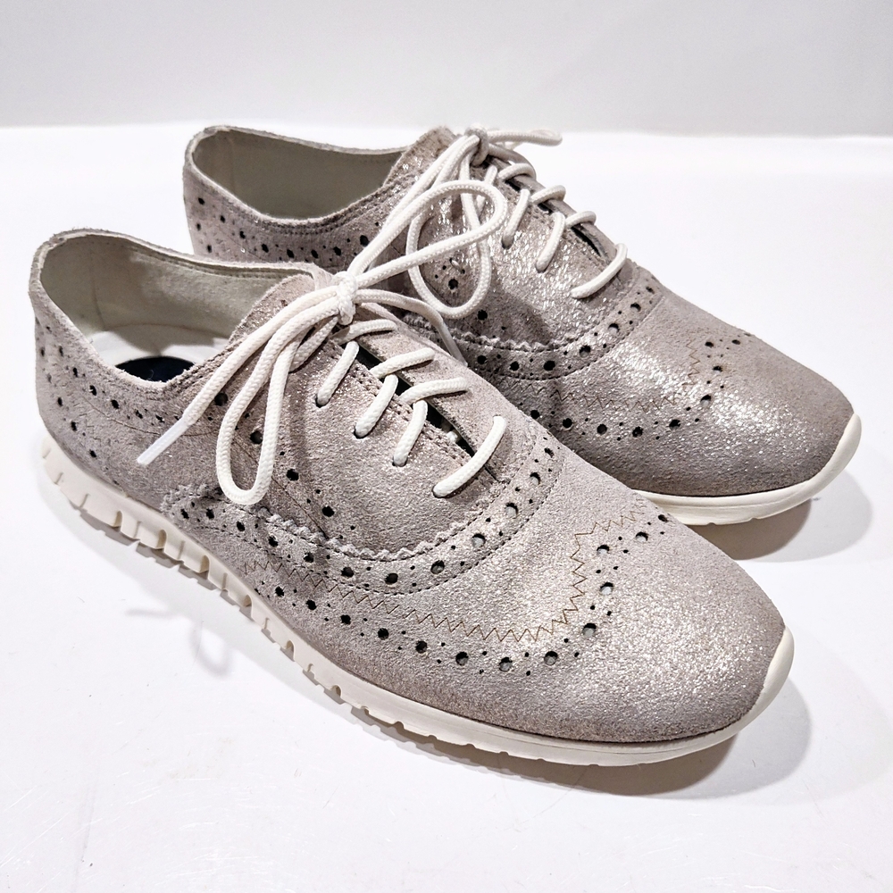Cole Haan ZeroGrand Wingtip Oxford Gold Metallic Dress Sneakers Women 5.5 W27409